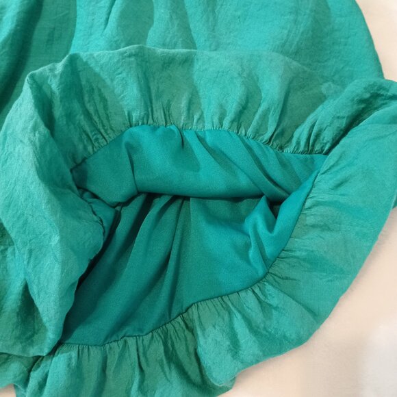 Neslay Paris Teal Green Embroidered Boho Mini Poof Bubble Dress Large - Picture 9 of 13